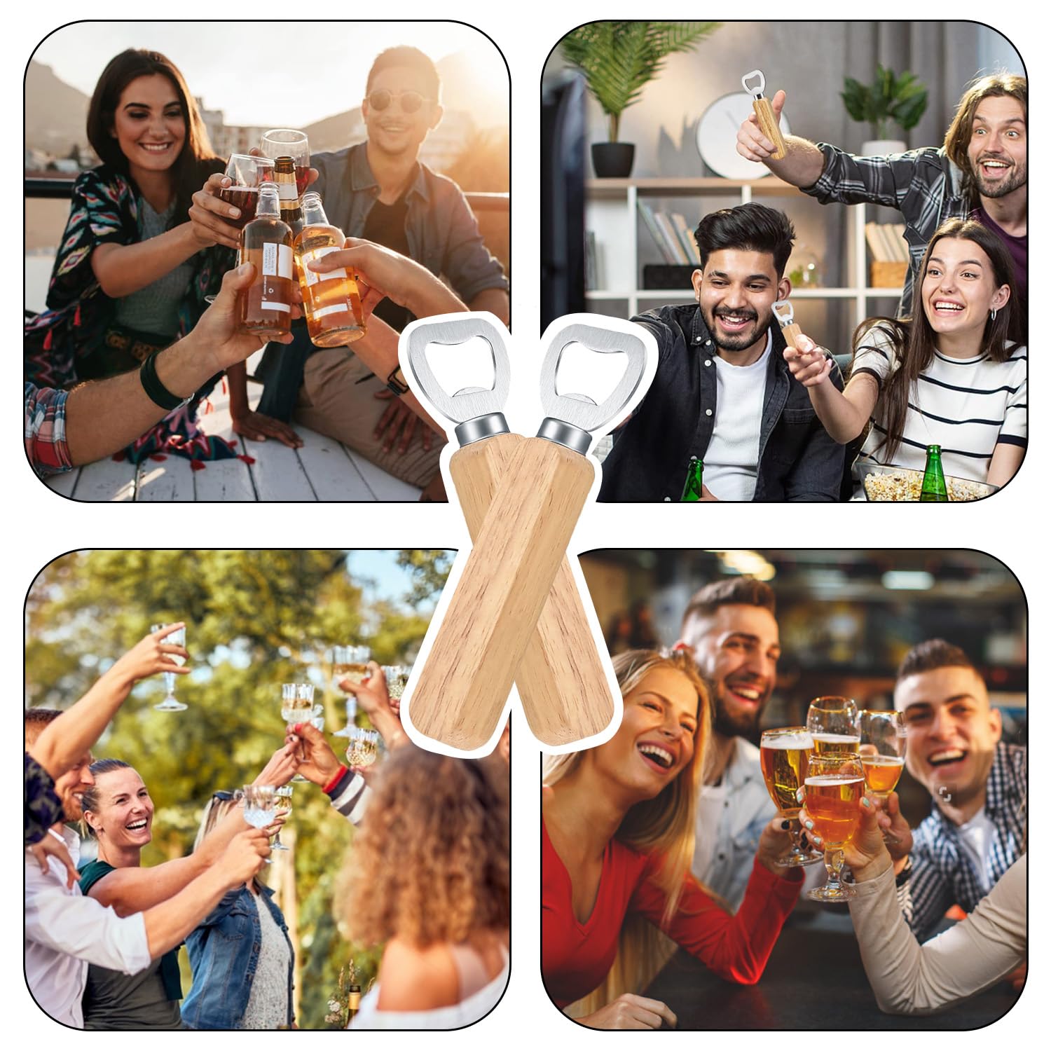 50 Pièces Décapsuleur Bois, Décapsuleurs Inoxydable, Design de la Poignée en Bois, pour la Maison, Cuisine, Bar, Ouvre Bouteille Cadeau