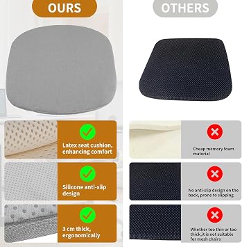 Seat Cushion for Herman Miller Aeron Chair, Natural Latex Ergonomic Office Chair Cushion, Soft and Comfortable Seat Mat(Fit A/B/C Size ) (Gray)