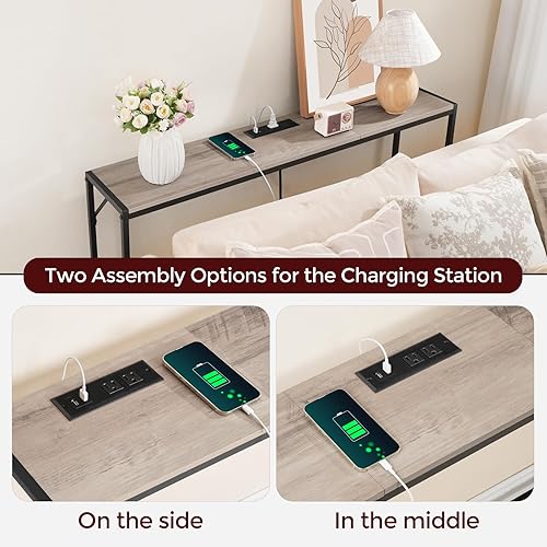 Miniatura 5 de Console Table, Narrow Sofa Table, 43.3” Entrance Table with Power Station, Behind Couch Table, Simple Style, for Living Room, Hallway, Entryway