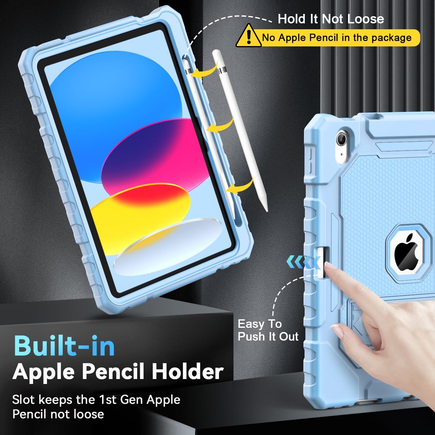 Grifobes for iPad A16 Case 11th Generation 11 inch 2025 / iPad 10th Generation Case 10.9 inch 2022, Heavy Duty Military Grade Shockproof Cover with Pencil Holder for i Pad 11/10 Gen (Sky Blue)