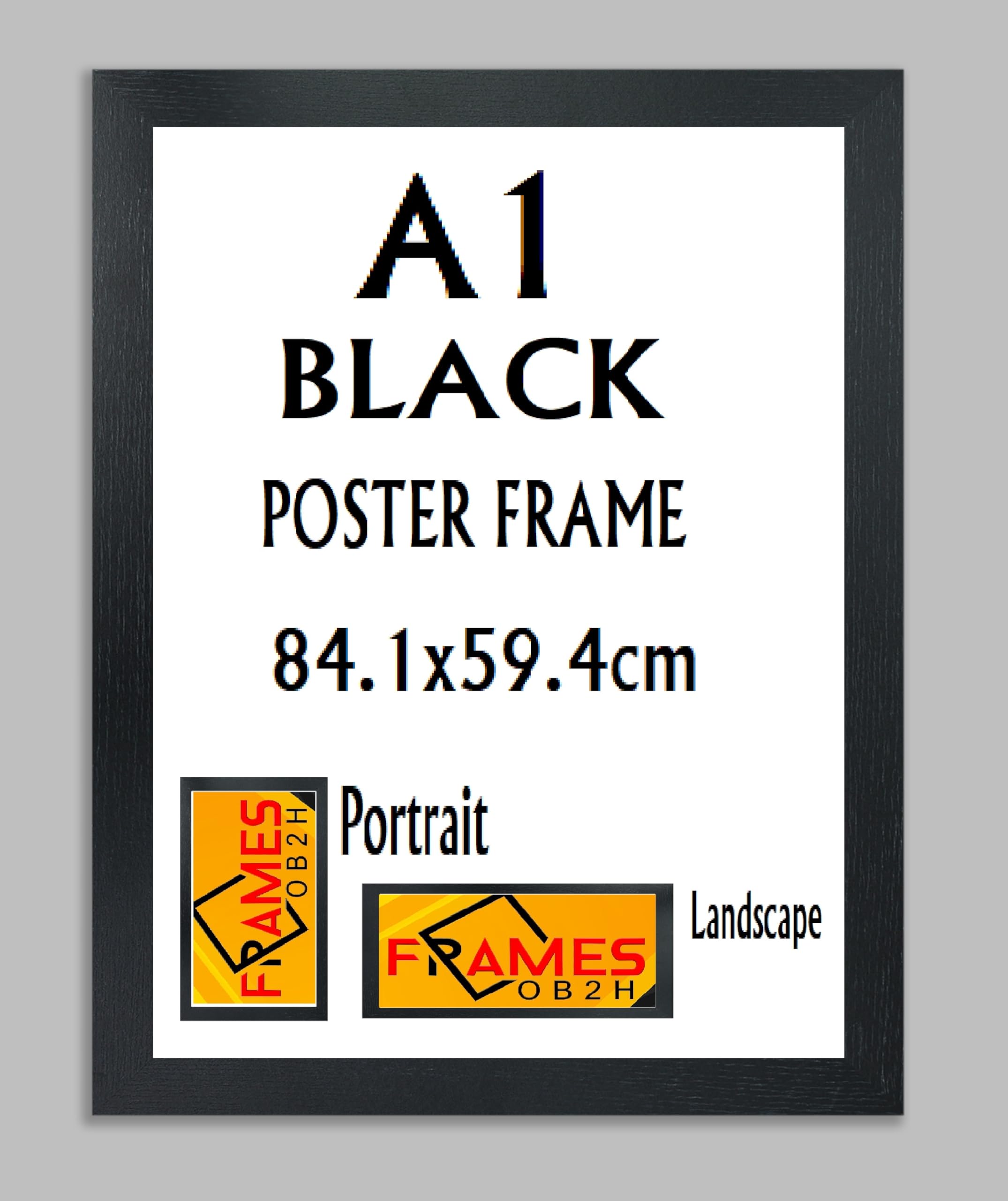 Ob2h Black ,Oak, Photo,Picture,Poster Frames, Portrait And Landscape Shatterproof Acrylic Glass Wall Hanging Frames (, A1.84.1x59.4cm)