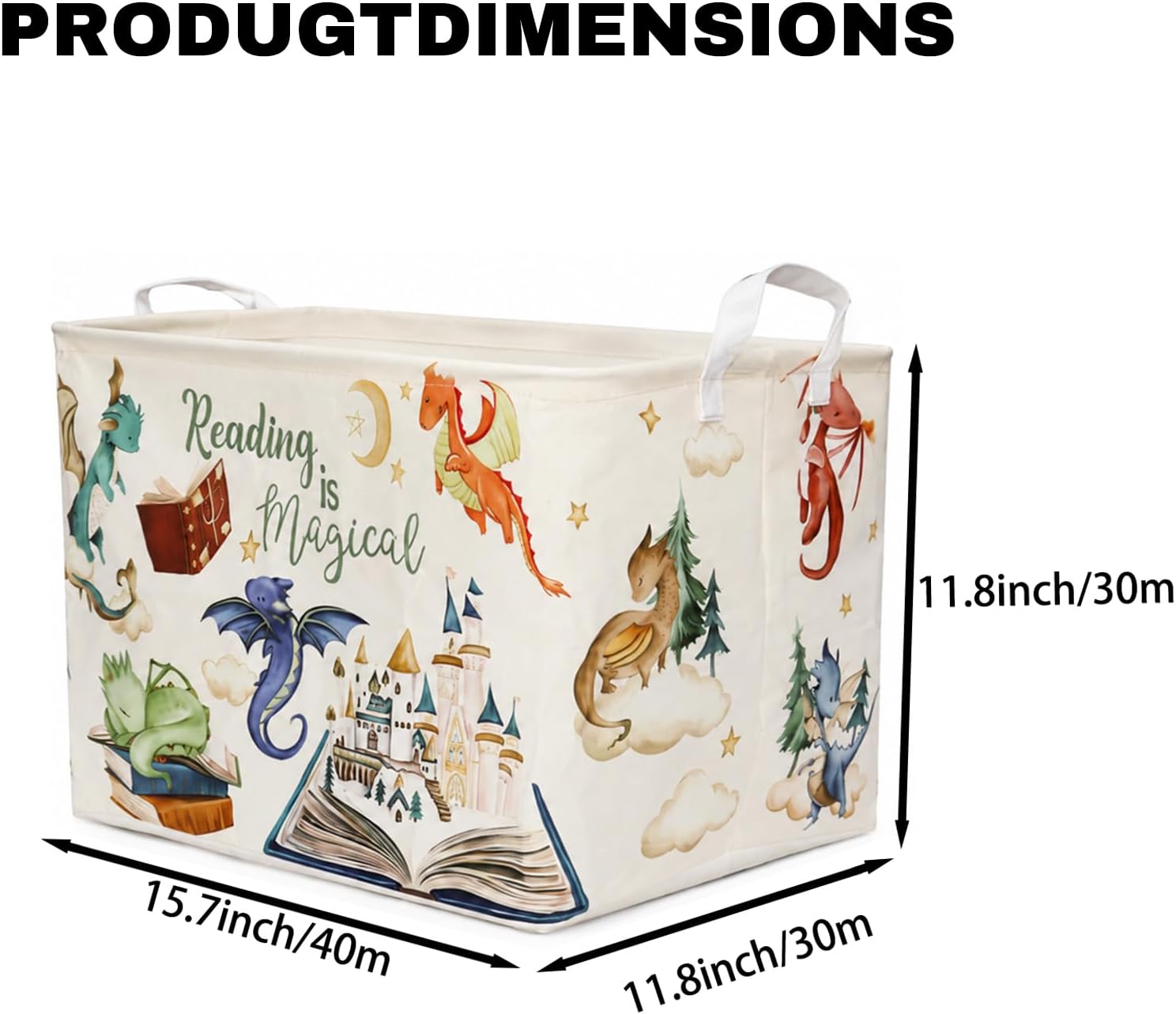 1PC Dinosaur Laundry Basket – 36L Large Collapsible Storage Bin, Foldable Canvas Hamper with Handles for Bedroom, Bathroom, Dorm