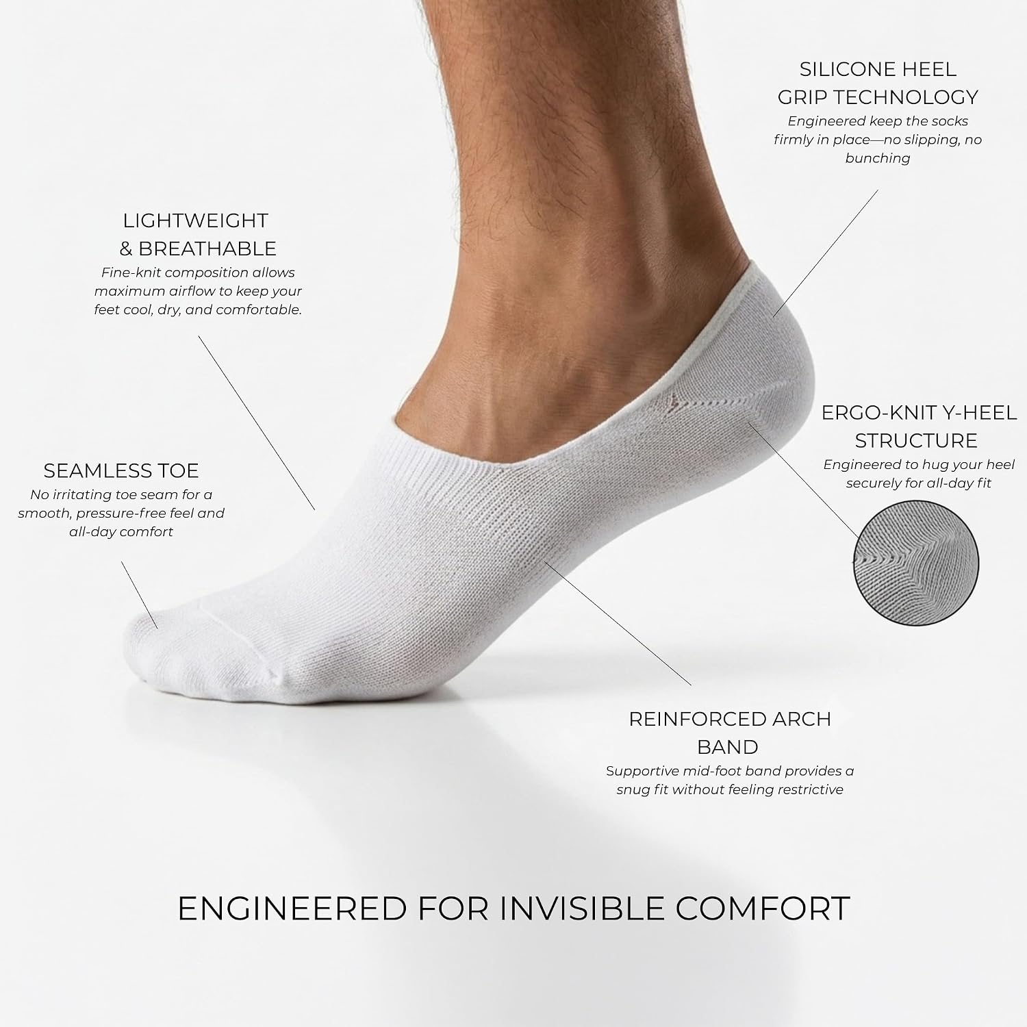 RAFRAY No Show Socks – Low Cut Non Slip Invisible Liner Socks in Gift Box – Black & White – 8 Pairs