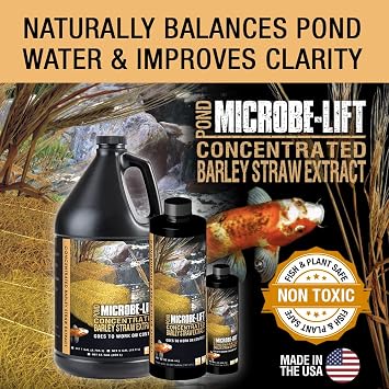 Microbe-Lift Concentrated Barley Straw Extract Conditioner for Ponds 1 Gallon Safe for Koi Fish, Plants & Decorations Natural Pond Conditioner, Cost-Efficient & Organic Solution