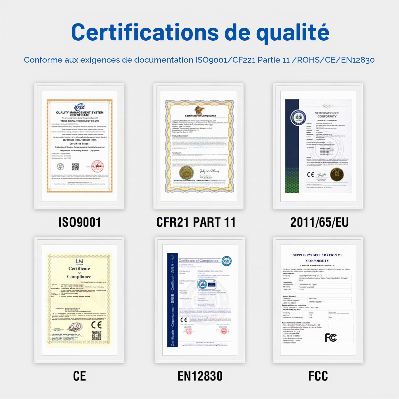ThermElc TE‑02 USB Enregistreur de Données de Température, Rapports PDF/CSV Auto, Data Logger USB Réutilisable avec Certificat d'étalonnage, Comparaison Multi-appareils Pour Réfrigérateur de Pharmacie