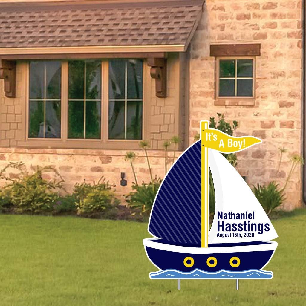 VictoryStore Yard Sign Outdoor Lawn Decorations - Custom Nautical It's a Boy Yard Sign Toy Boat Baby Announcement Sign