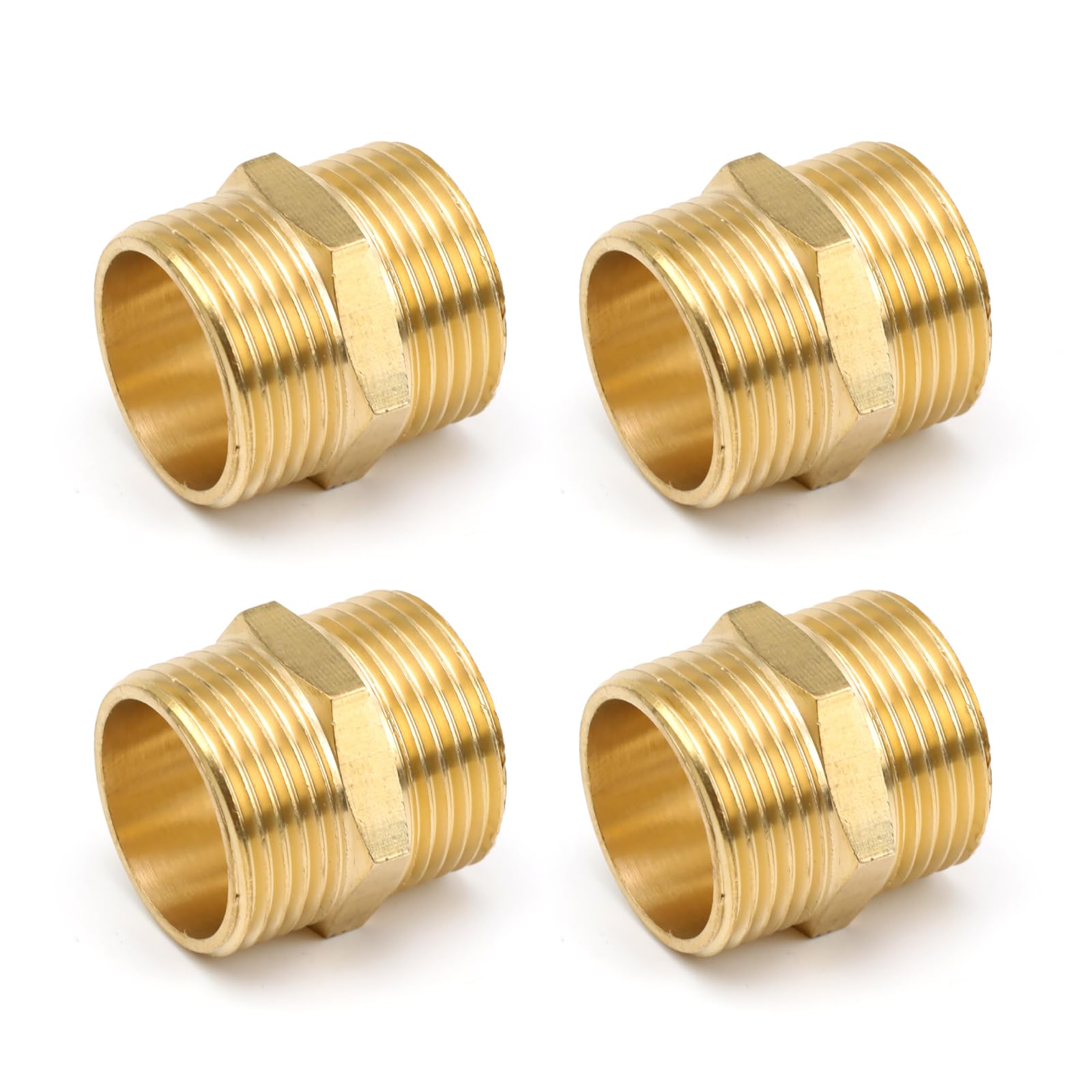 Lot de 4 raccords doubles 1" en laiton 1" - Double raccord G1 (diamètre 32,5 mm) - Raccords doubles en laiton - Pour installations de chauffage d'eau potable, installations sanitaires