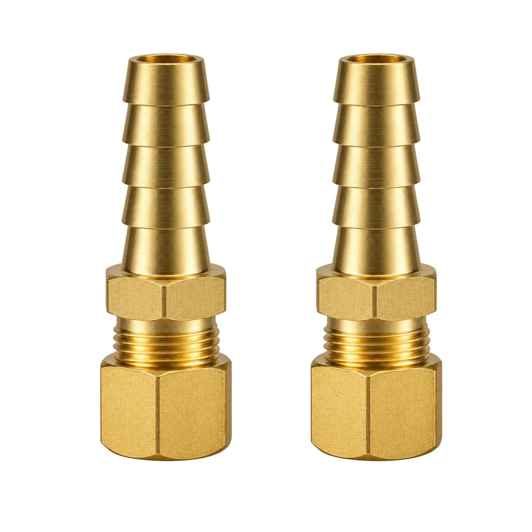 Evangenial 3/8 OD Compression to 3/8 Hose Barb Cooler Line Fittings, 2 Pack | 3/8 OD tube to 3/8 ID hose adapter for transmission cooler line repair;