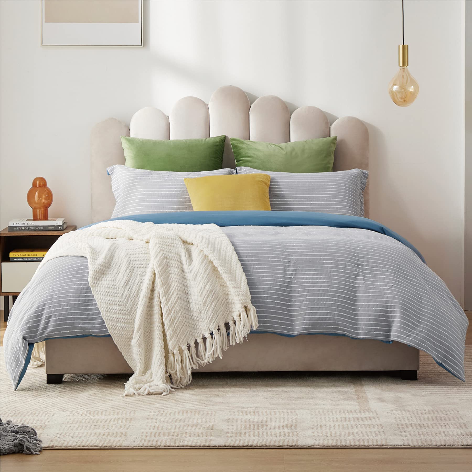 Sponsored Ad - Bedsure Striped Duvet Cover Queen Size - Grey Duvet Cover Boho, Classic Farmhouse Textured Duvet Cover Set ...