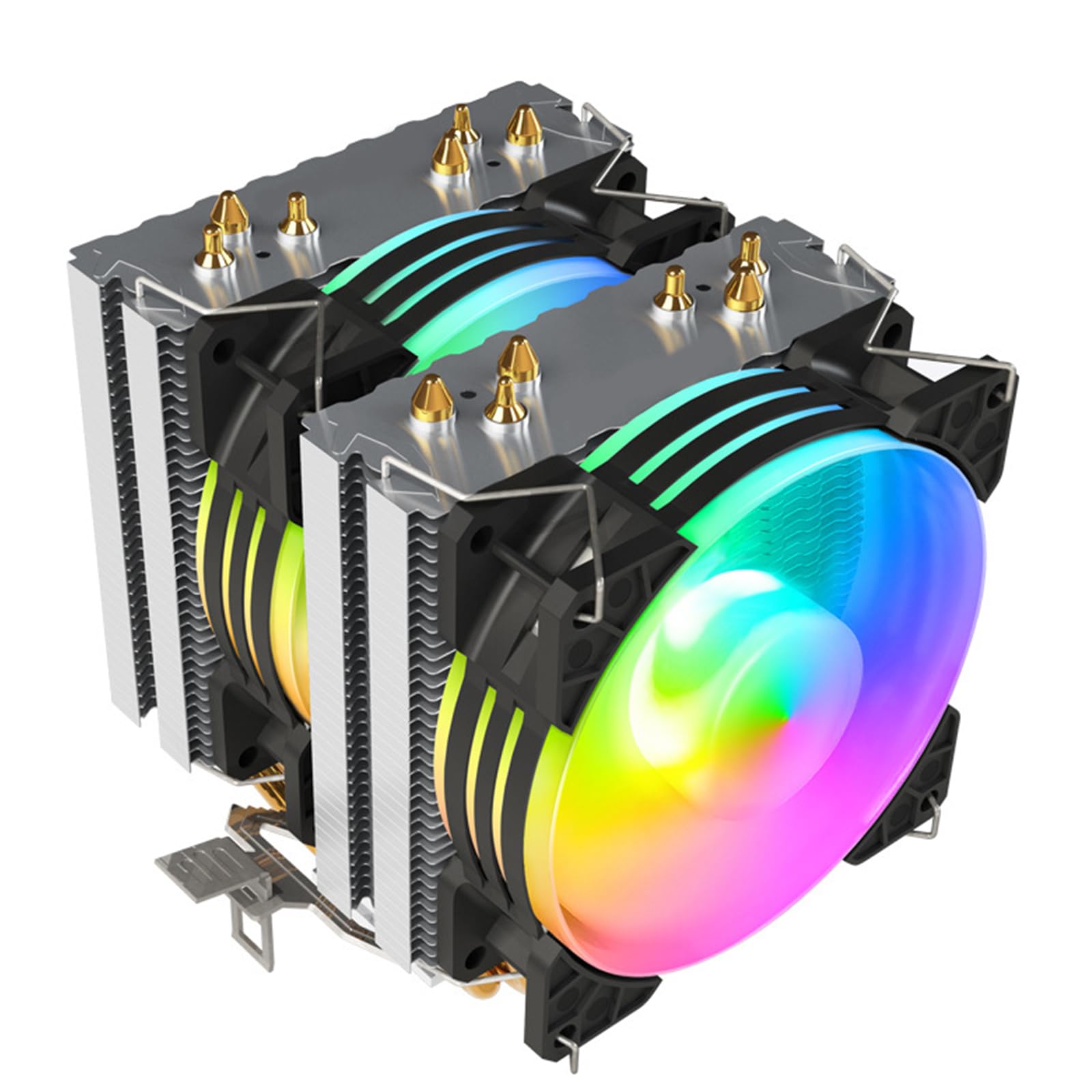 Enfriador de aire de CPU de alta eficiencia diseño de torre doble 6 tubos de calor de cobre PWM control de velocidad del ventilador Rgbs iluminación de bajo ruido universal PWM ventilador de CPU