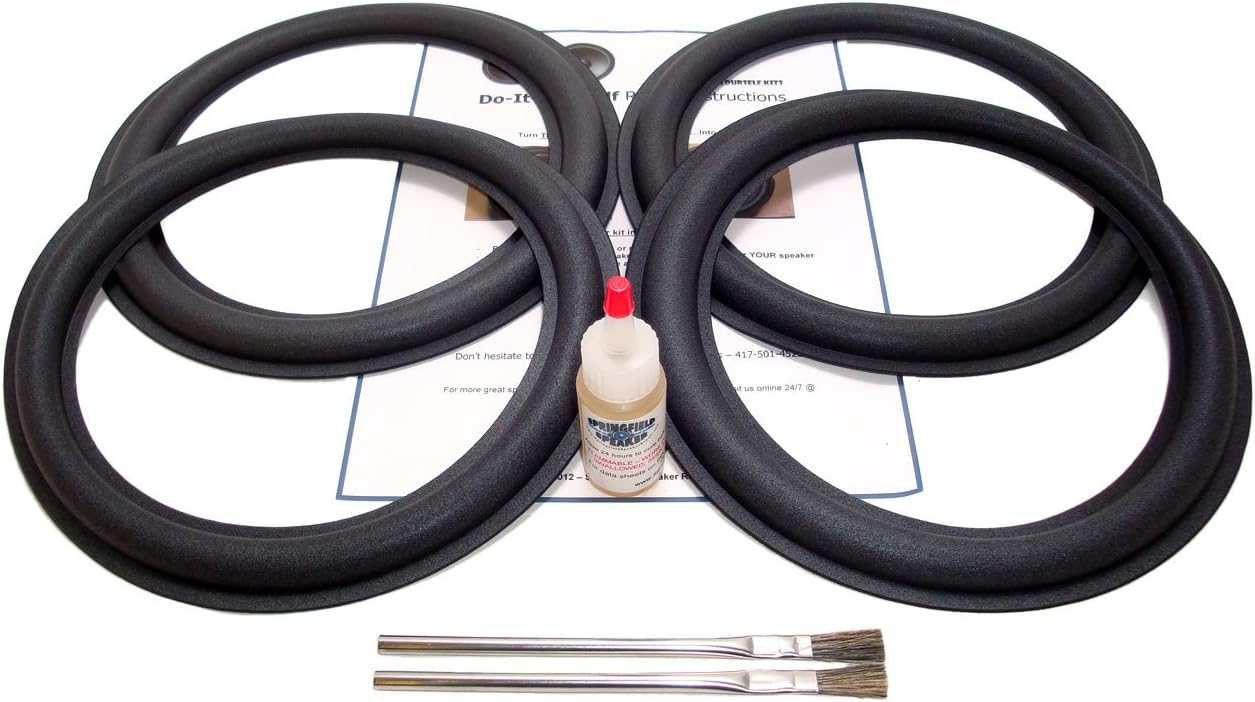 Springfield Speaker 10" Subwoofer Foam Surround Edge Repair Kit - 4 Speaker Kit - Compatible with JL Audio 10W0, 10W3, 10W3v2, 10W4, 10W6, 10W8, 1010, 10-W, Many More