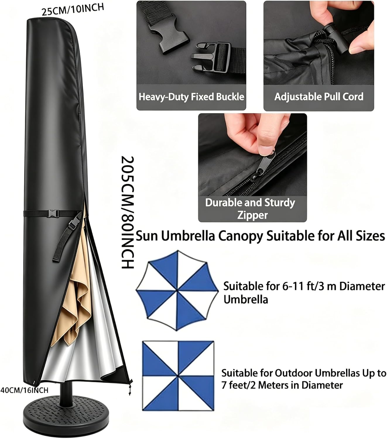 6 Ribs 8 Ribs Patio Umbrella Replacement Canopy with Umbrella Protect Cover - 6.6ft 9ft 10ft 13ft Outdoor Umbrella Top Cover Replacement Fabric Canvas(Bright Red,8.8FT 6-Ribs)