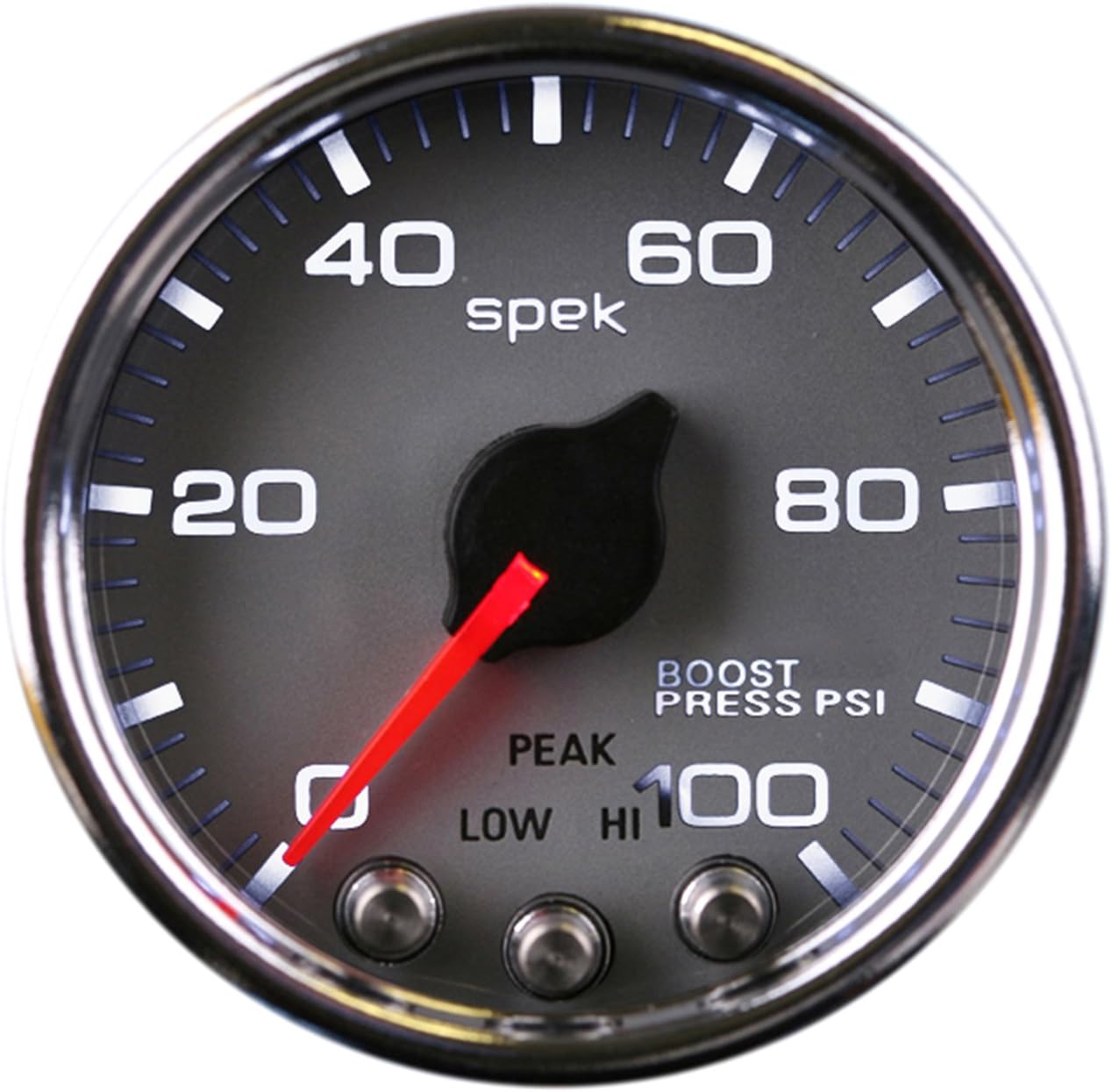 AUTO METER P30521 Gauge Boost (Spek-Pro 2 1/16", 100Psi, Stepper Motorwith Peak & Warn, Slvr/Chrm, Spek-Pro)