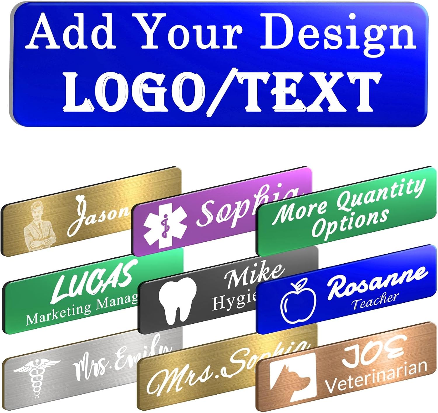 Custom Name Tag Personalized Engraved Name Logo Badges Customized Id Tags with Pin or Magnetic Backing Metal Gifts for Business Doctors Nurse