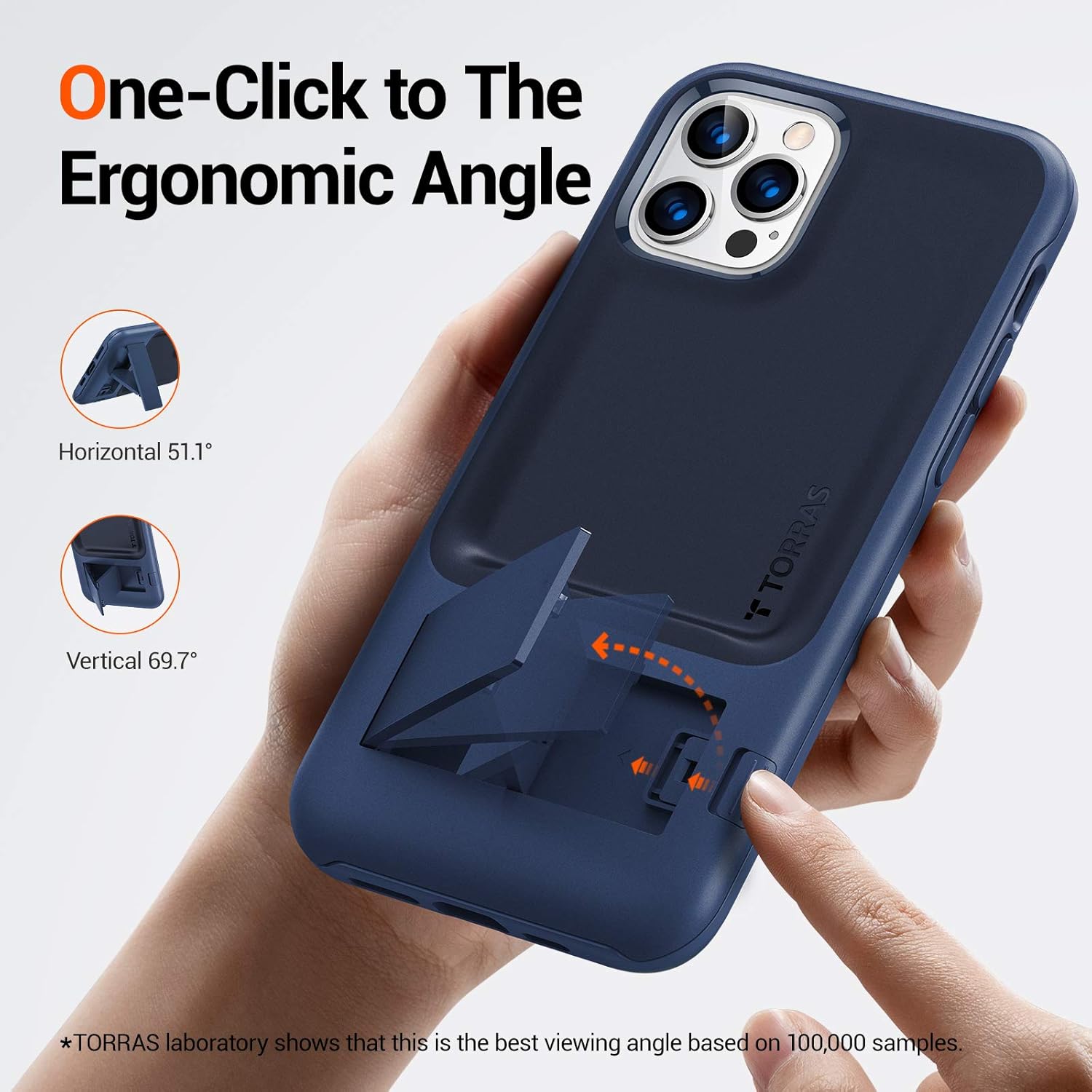 New Arrivals TORRAS [One-Click] Kickstand Compatible for iPhone 12 Case/iPhone 12 Pro Case, 8FT Military Grade Drop Tested Shockproof Phone Case Designed with iPhone 12/12 Pro 6.1 Inch,(UPRO Series - Blue)