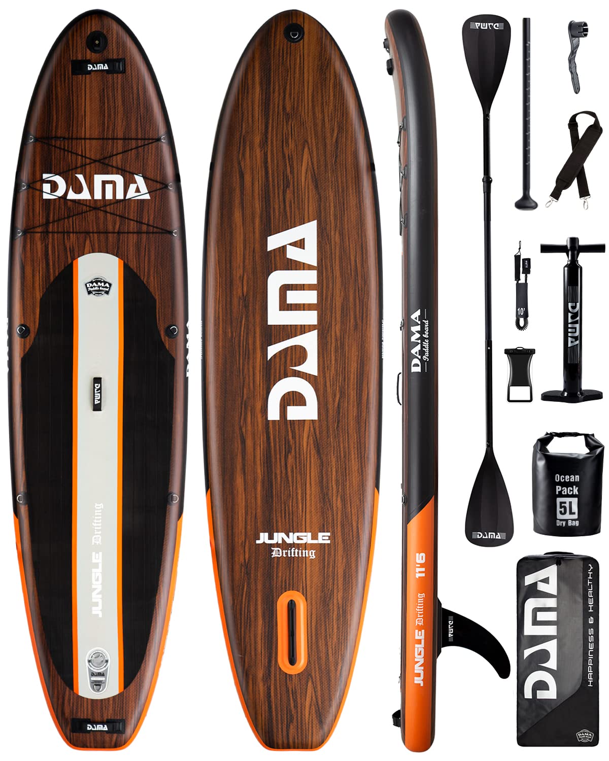 DAMA 11'6"*34"/11'*34" Inflatable Stand Up Paddle Board, Yoga Board for Lake sea Ocean River 2+1 People Extra with sup Board About 400lbs Capacity