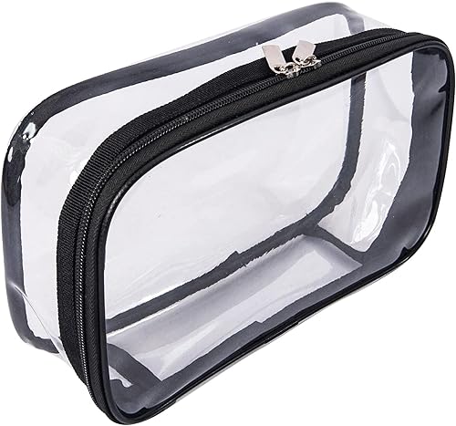 Miniatura 9 de Bolsa de cosméticos de viaje de vinilo transparente portátil con cremallera, kits de maquillaje de PVC transparente, bolsa de utilidad, bolsa de