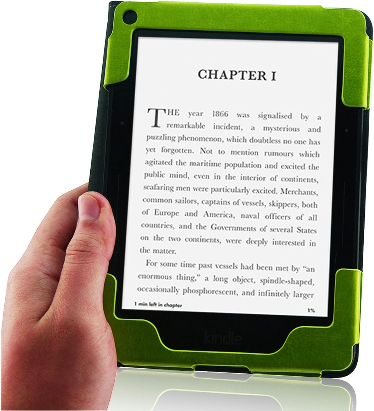 ACdream Kindle Voyage Case, Folio Premium Leather Book Style Case Cover for Kindle Voyage with Auto Wake Sleep feature, (Apple Green)