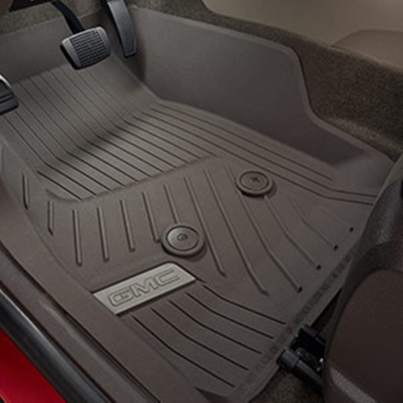 GM Accessories 84370641 First-Row Premium All-Weather Floor Liners in Cocoa with GMC Logo