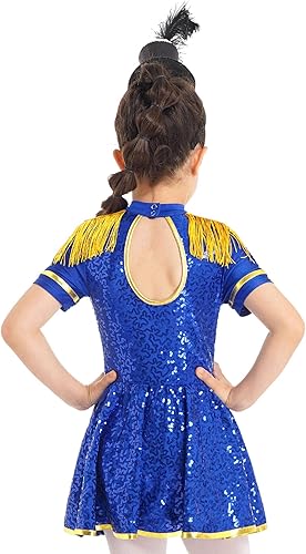 Miniatura 2 de iiniim Disfraz de circo de la Guardia Real para niños y niñas, con lentejuelas brillantes y borlas, vestido de leotardo para mayor rendimiento