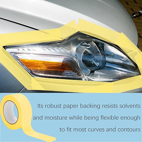 Miniatura 6 de Frienda 30 rollos de cinta adhesiva amarilla para automóviles y vehículos, cinta de pintura para carrocería de automóviles, cinta adhesiva de