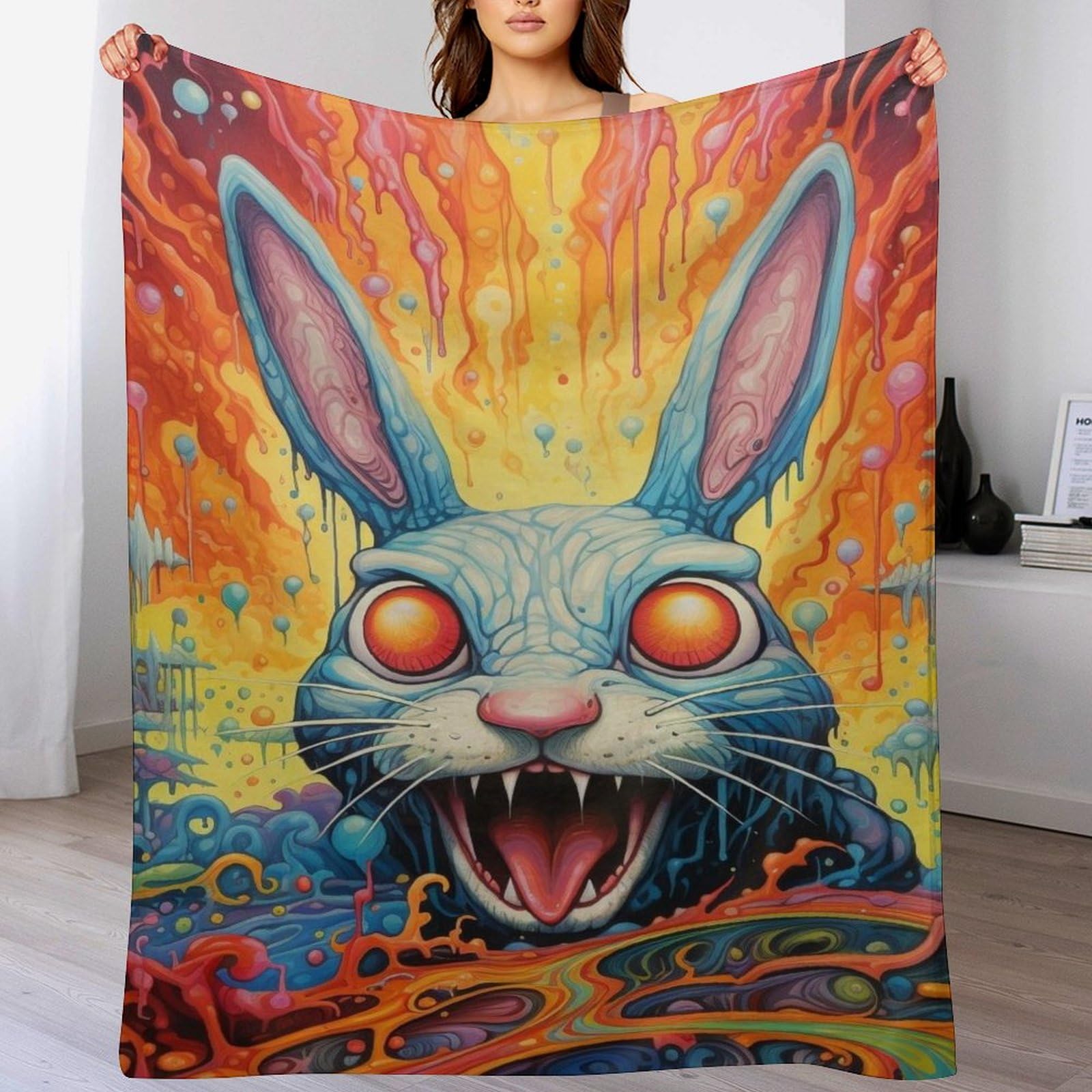 Couverture flannel douce et chaude lapin jeté de canapé lit haut de gamme