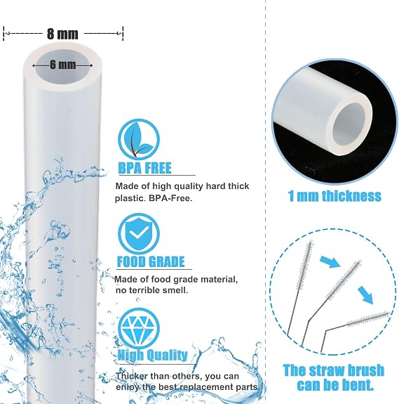 Greant 10 PCS Replacement Straws for Hydro Flask Wide Mouth Straw Lid