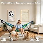 GOCAN Brazilian Double hammam 2 Person Extra Grande Toile Hamac en coton pour jardin de Patio Porch Jardin Lounging Extérieur et Intérieur(bleu/vert) XXL