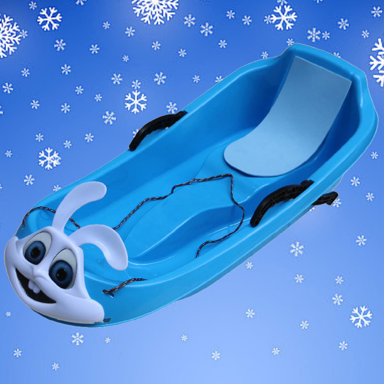 TUOYIBO Happy Children's Sledding, Sleds for Kids, Kids Sleds for Snow with 2 Handles and Pull Ropes, Thickened Sled, Plastic Snow Sled