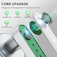 Vista 5 de Cerradura inteligente de puerta con perilla, cerraduras de puerta sin llave con manija, perilla de puerta por huella dactilar para recámara/puerta