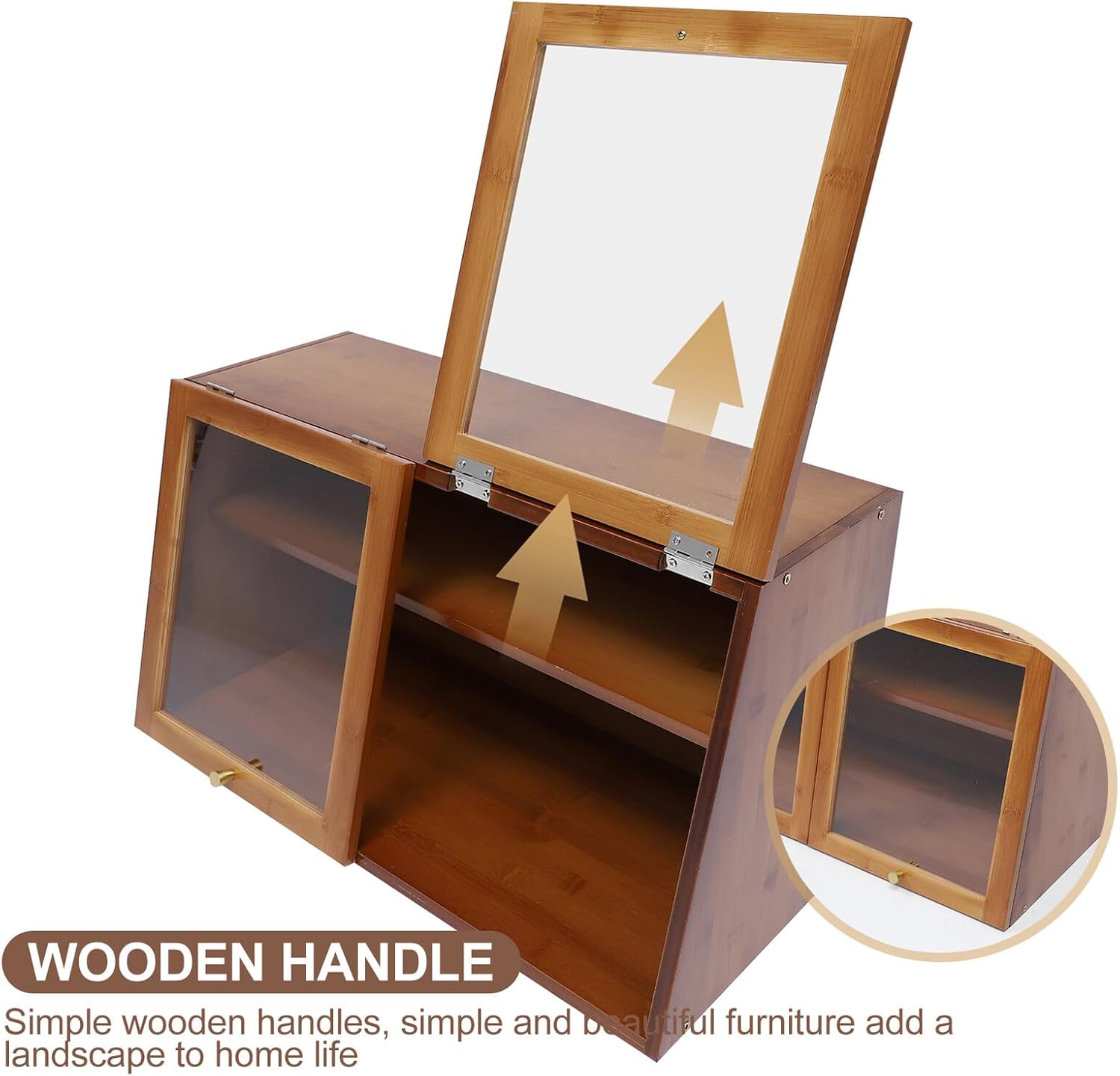 Creative Sideboard Storage Cabinet with Two Doors, 59.6x29x33.5cm Retro Wood Countertop Storage Holder for Cups and Wine, Multifunctional Kitchen and Dining Room Organizer