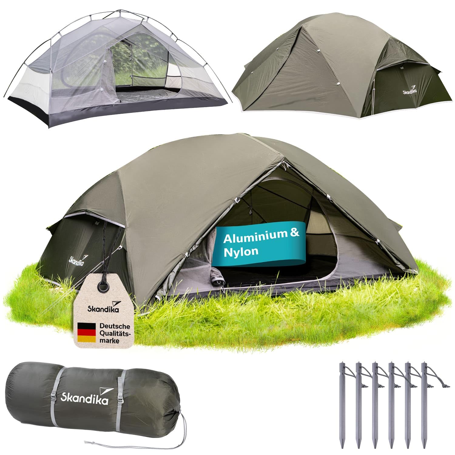 Skandika Trekkingzelt Vatn | Camping Zelt für 2 Personen, Ultraleicht, kleines Packmaß, wasserdicht, 3000 mm Wassersäule, Zelte 3-4 Saison, Tunnelzelt