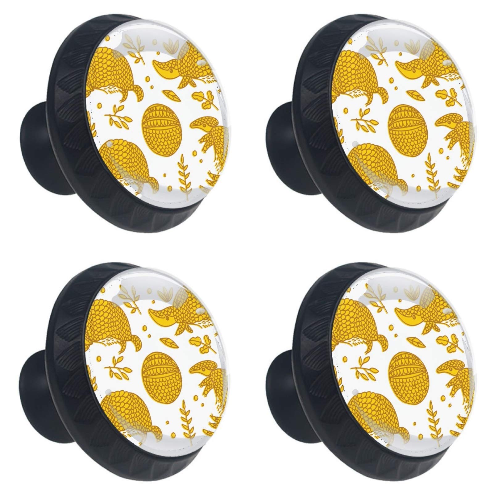 Boutons de meuble en verre doré 30 mm au design d'artisanat Armadillo