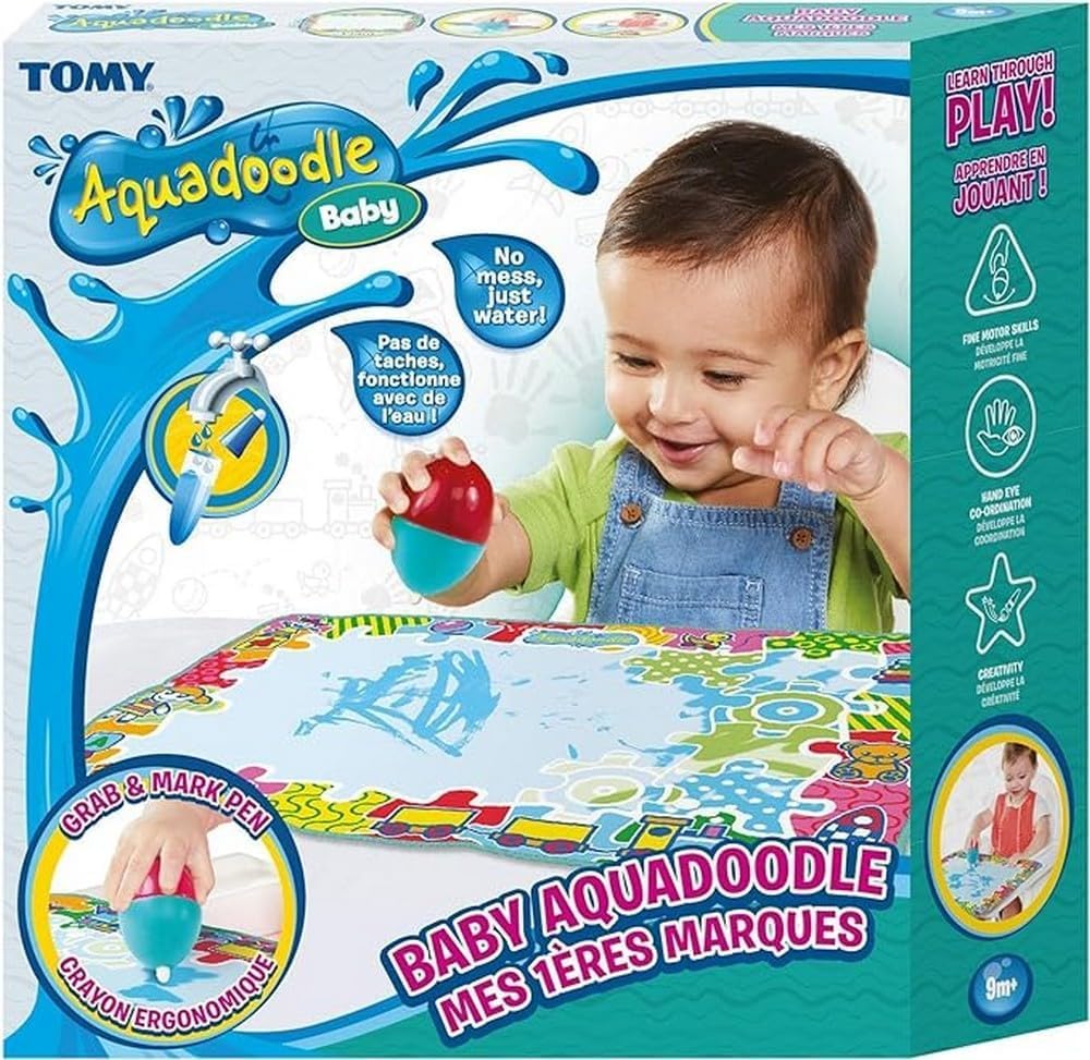 Kinderkraft Aveo Tricycle Bébé Évolutif, Draisienne Évolutif, Trike Bebe, Velo Poussette Bebe Évolutif, Rosa & AquaDoodle Tomy - Mes 1ères Marques, Tapis de Dessin à l'eau pour Bébé