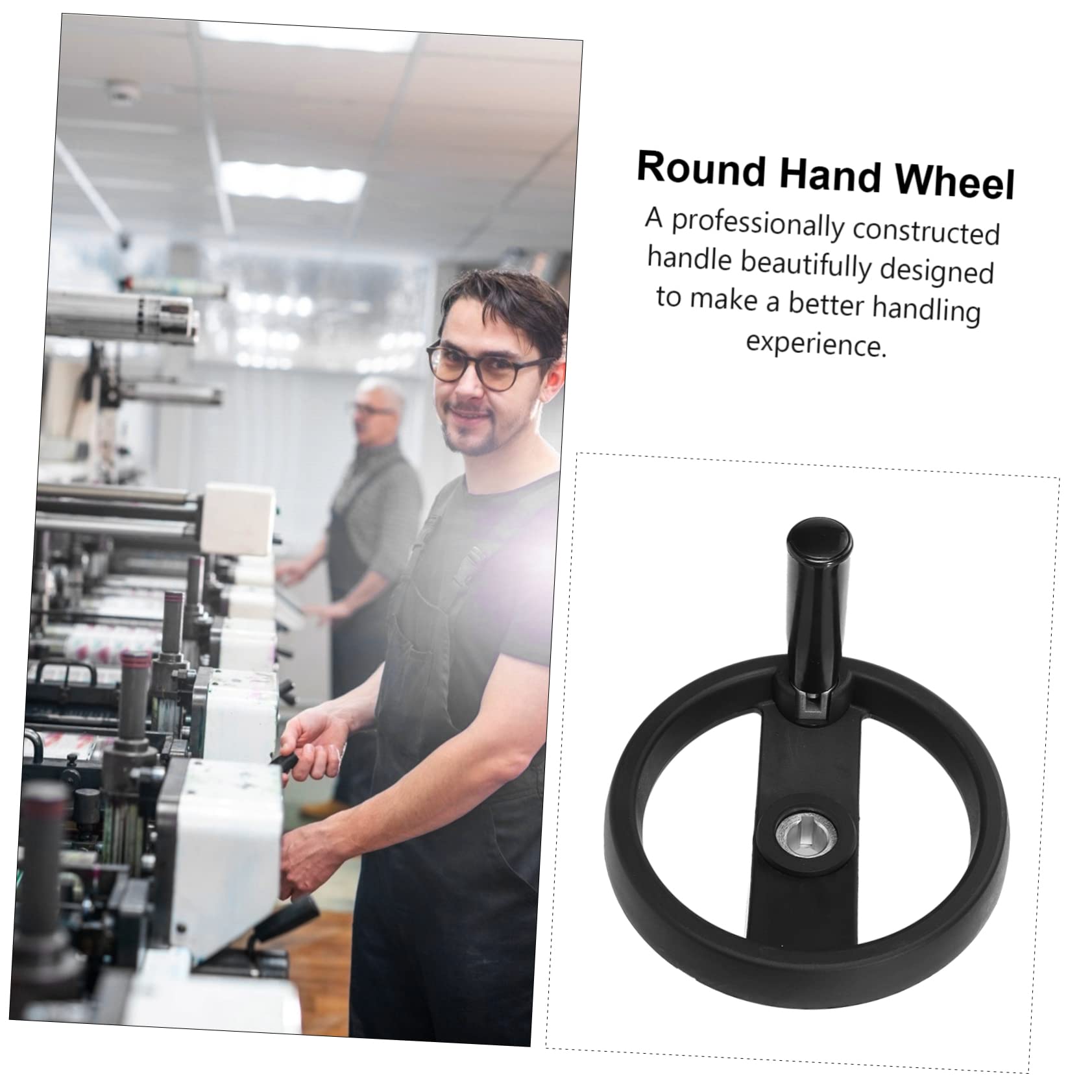 BELLIFFY 2 Hand Wheel Woodworking Hand Crank Hand Crank Revolving Wheel Disassemble Wheel Hand Round Wheel Black Nylon