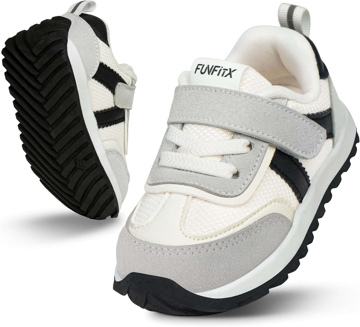 Toddler Shoes Sneakers for Boys Girls, Wide Toe Box | Flexible Sole Athletic Walking Shoes | Breathable Mesh & Easy-Clean Faux Leather Slip-On, Daycare, Size 4-8