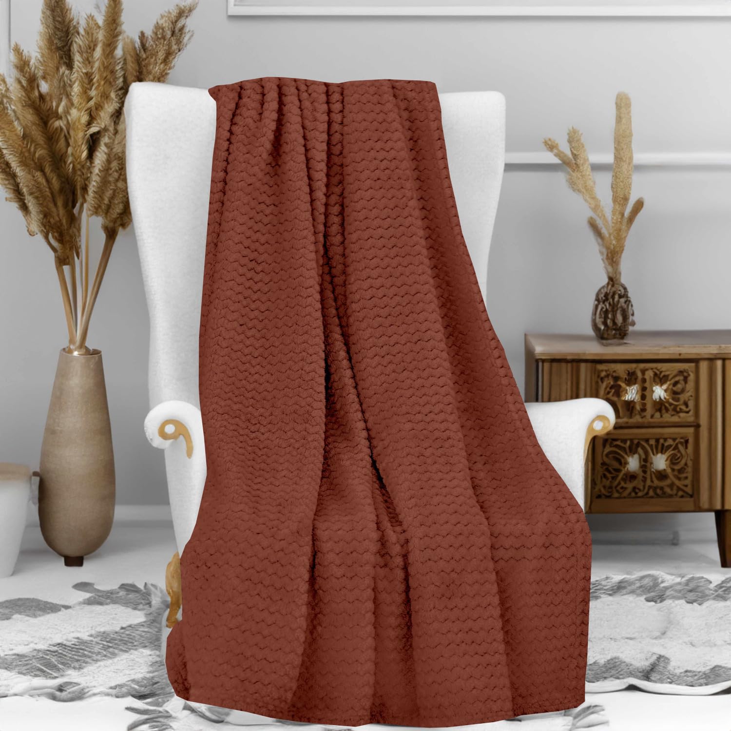 Soleil d'ocre, Microfibre Blanket 120 x 160 cm COCOONING Brick