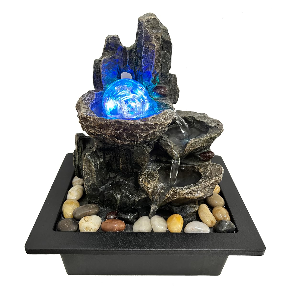 Fontaine à eau d'intérieur rotative avec lumières LED colorées