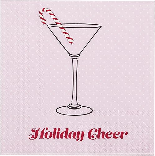 Miniatura 2 de C.R. Gibson TW4-23698 - Servilletas de papel desechables para fiestas de Navidad, color rosa y rojo, 5 x 5 pulgadas, 20 unidades