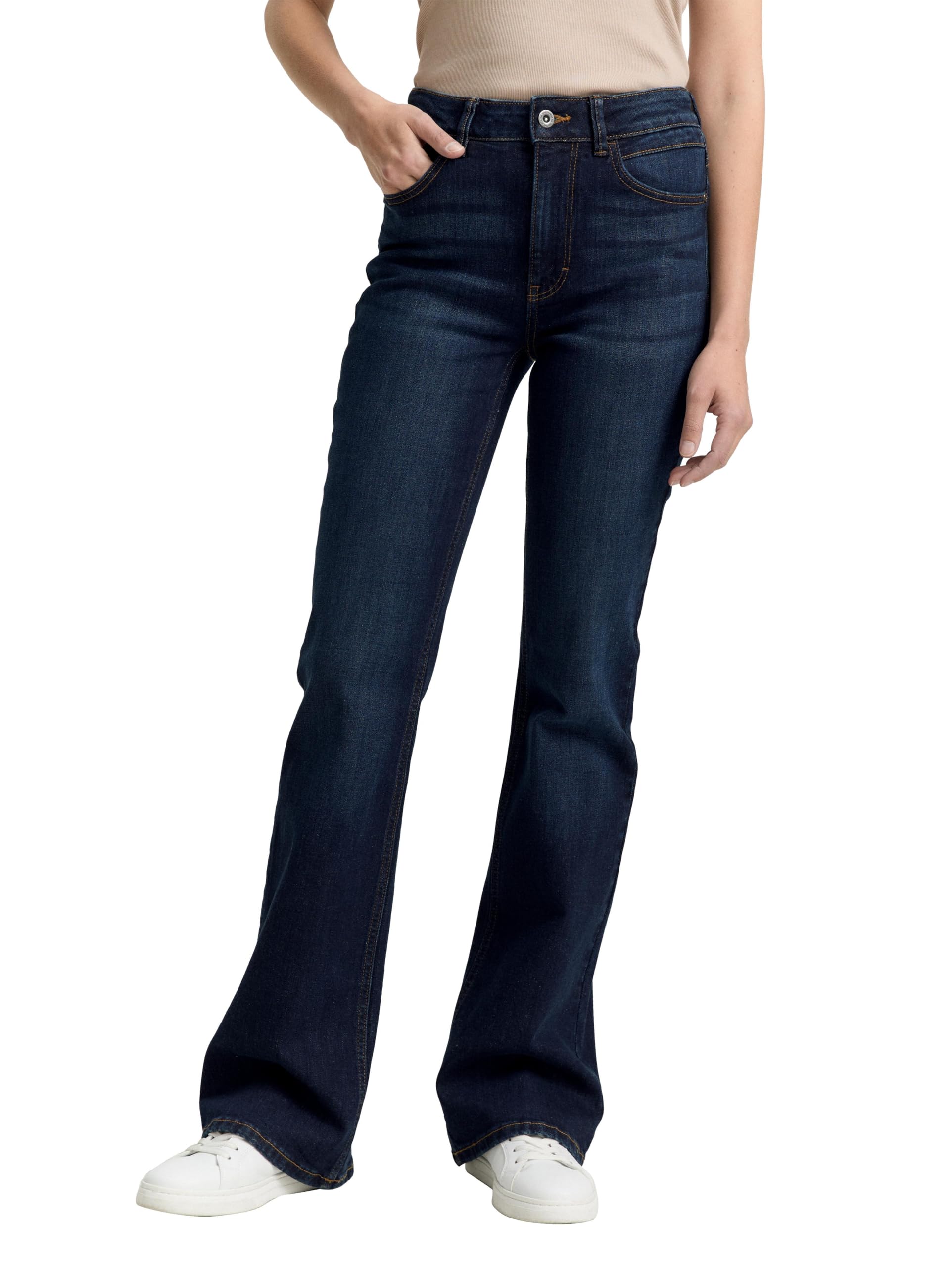 Tom Tailor Damen 1047842 TTSTELLA Bootcut Jeans, 10136 - Dark Blue Denim, 27W / 32L EU