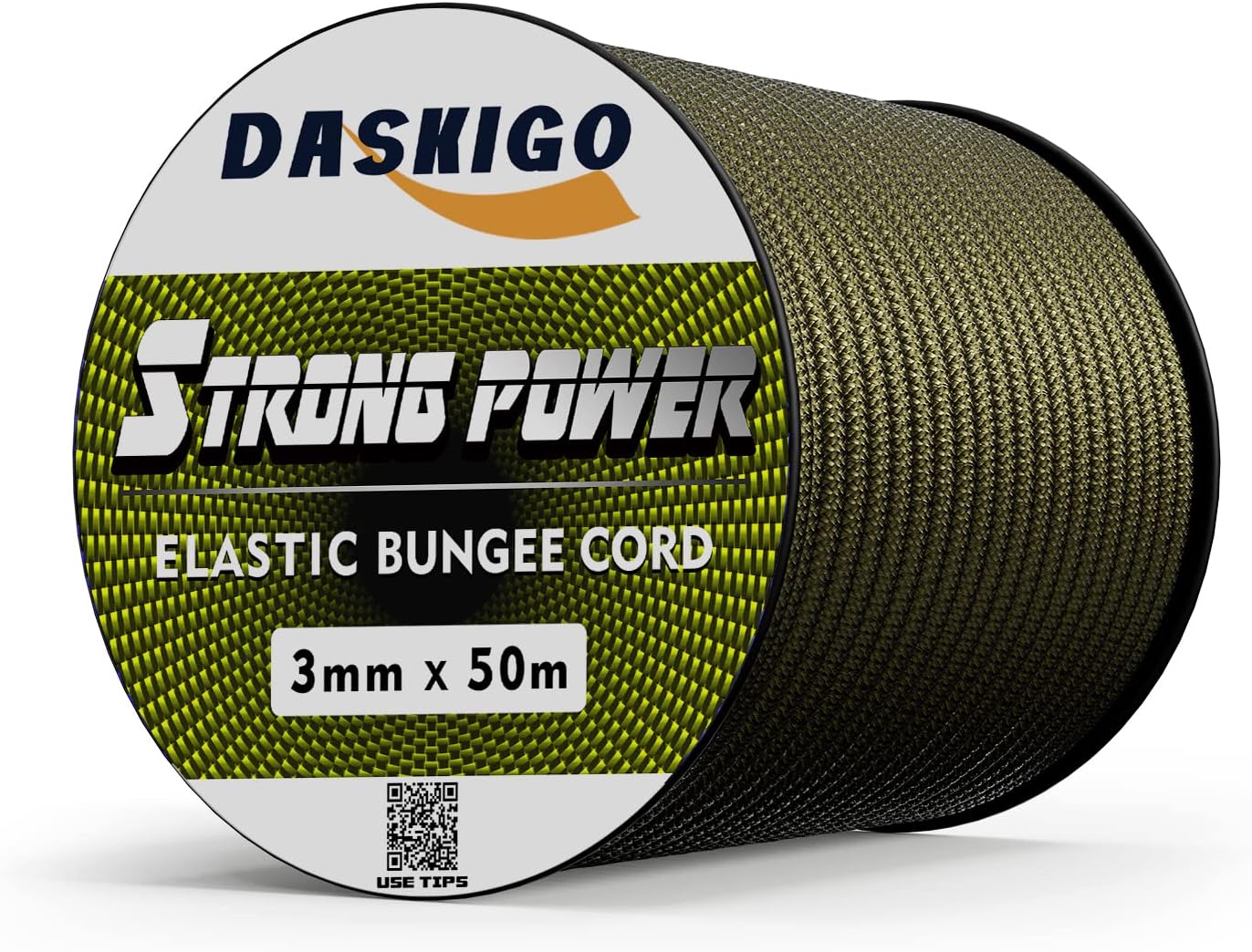Elastic Bungee Shock Cord 3-8mm (Army Green, 1/8'' x 164FT)