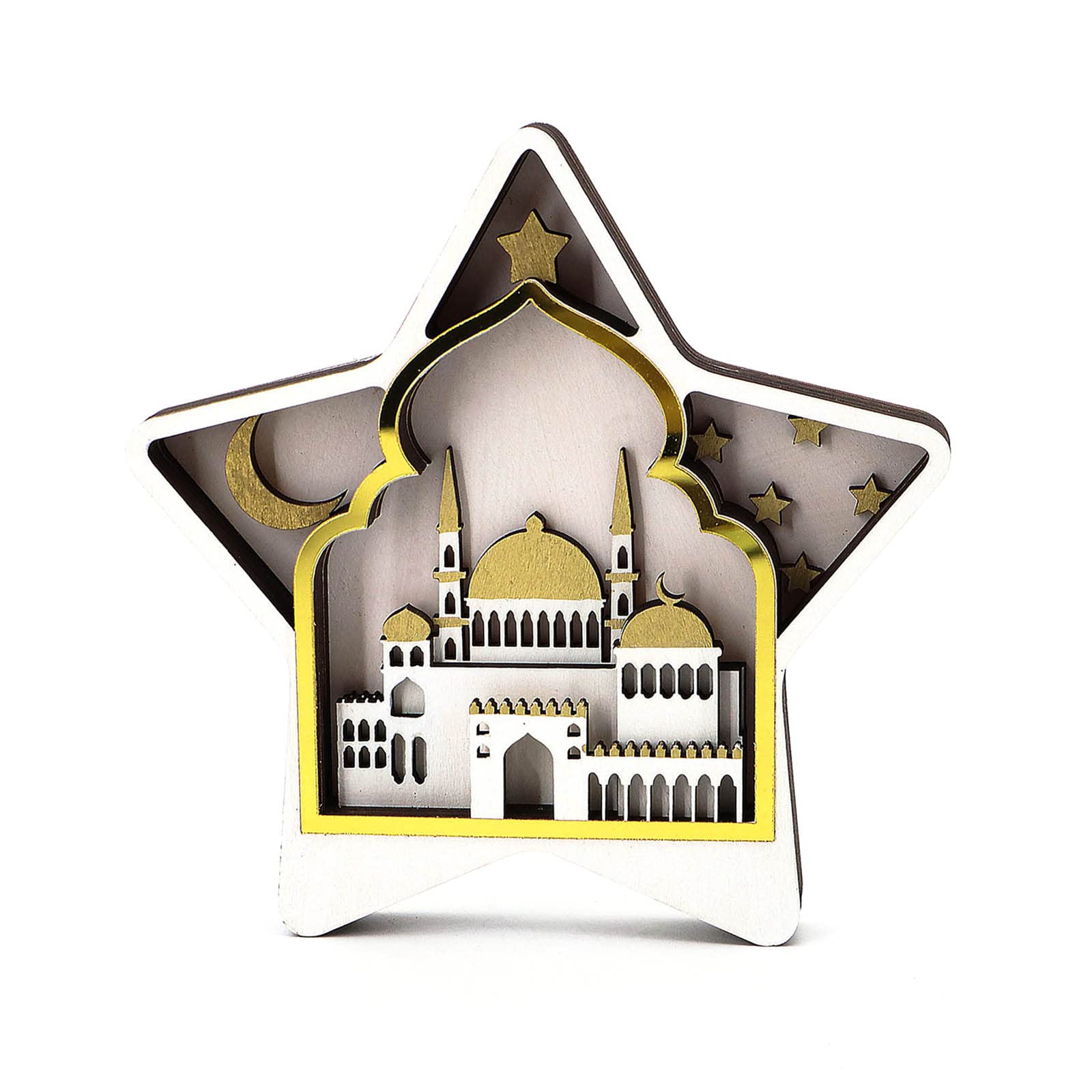 MHADBKH Eid Wood Star Ornament Wood Party Decoration Supplies for Home Bedroom Dormitory Room Decoration Eid Decorations