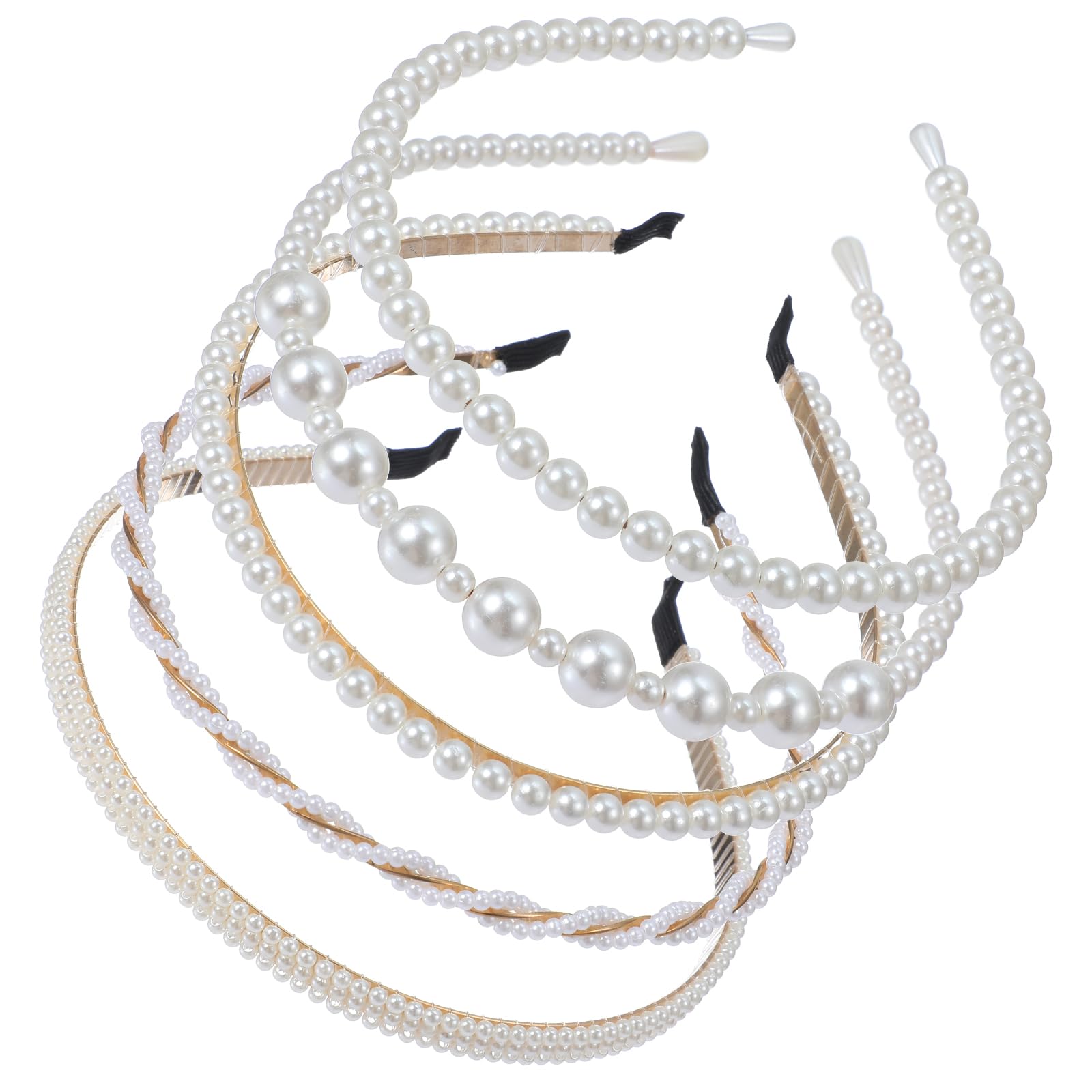 5 Pcs Pearl Head Bands Adult Women, Ymapinc White Headband, Pearl
