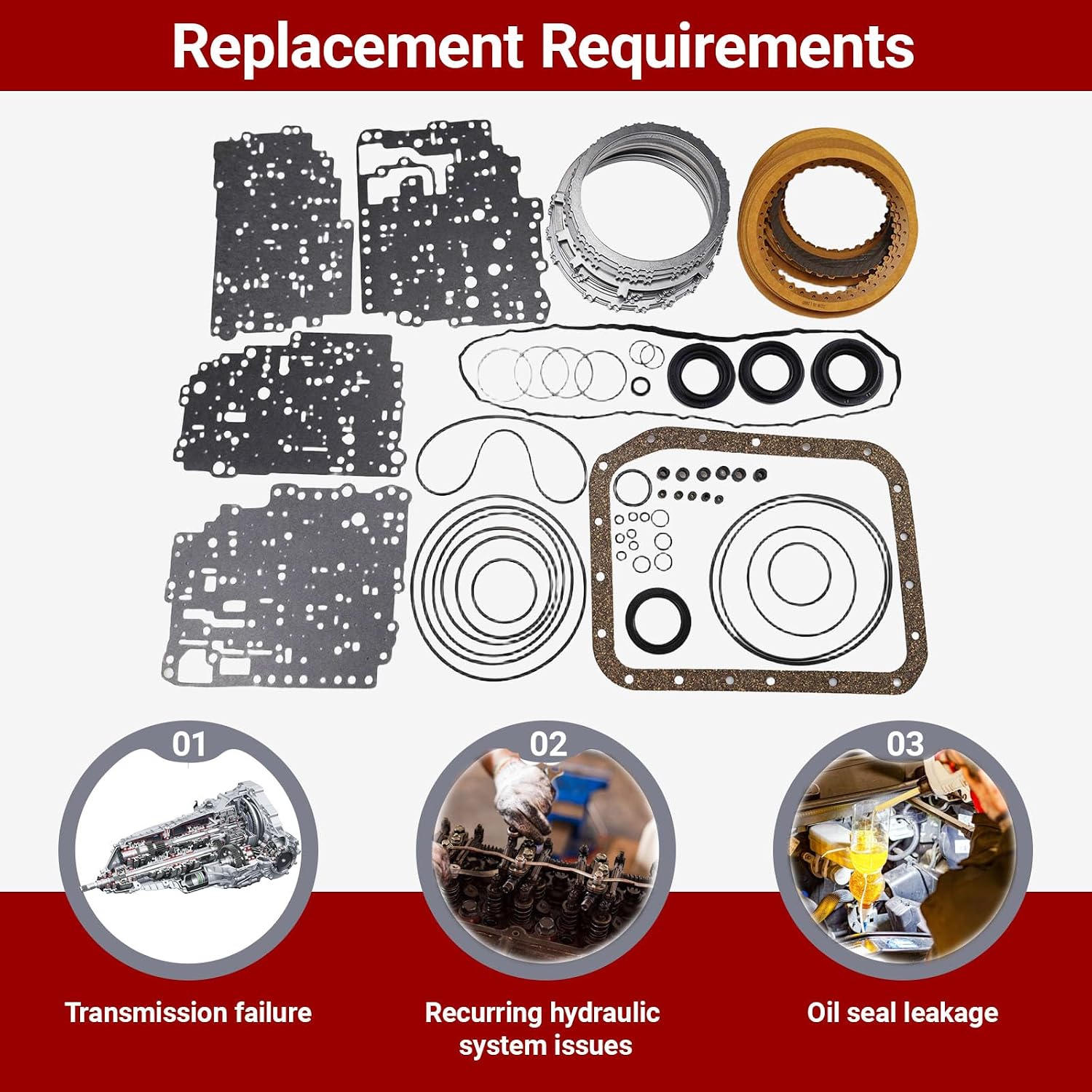 A6GF1 Transmission Master Rebuild Kit fit for Hyundai Accent 1.6L, Elantra 1.8/2.0L 2012-2014, For Kia Optima 2.0/2.4L 2011-2014 Direct Rebuild Overhaul Kit Replacement OE B212820A B212880A