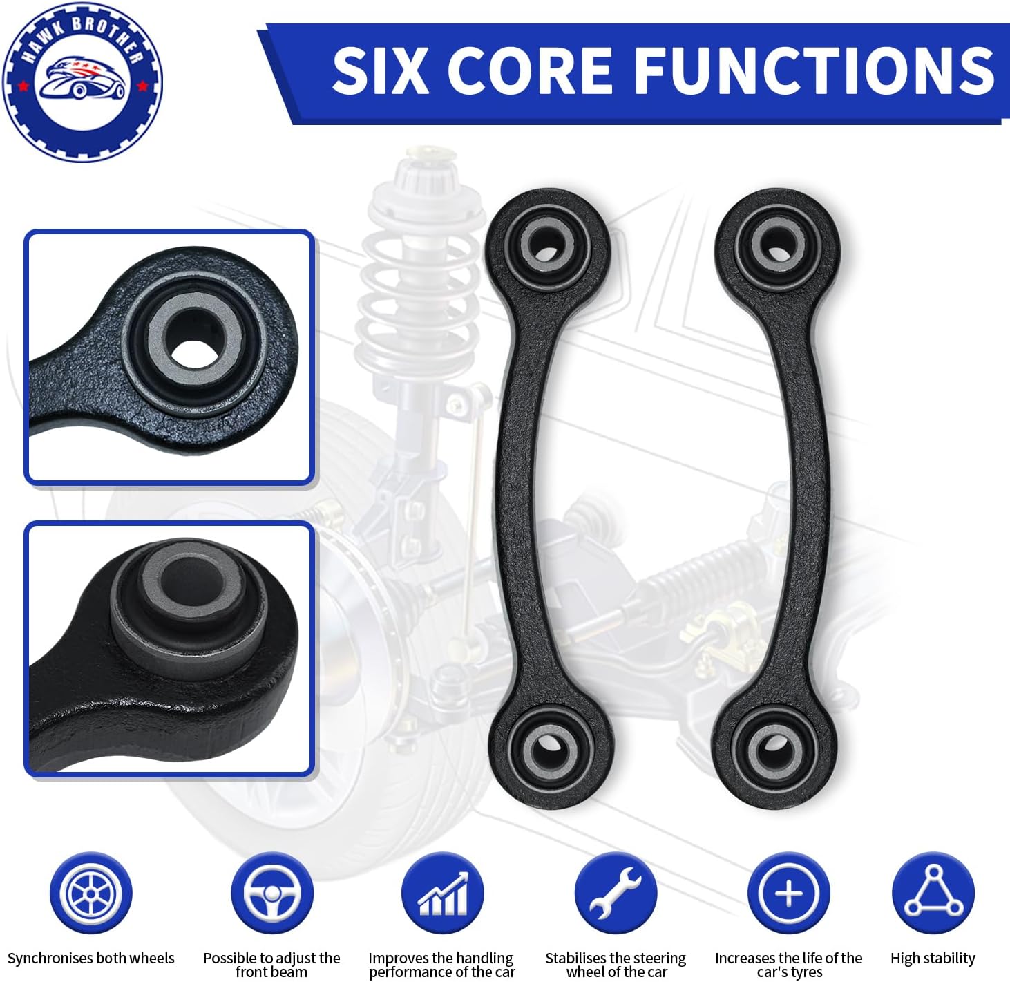 6 PCS Rear Upper Control Arm Suspension Kit Replacement For GMC Acadia and Chevrolet Traverse and Buick Enclave and Saturn Outlook (K641643/K641644/K641781/K641887)