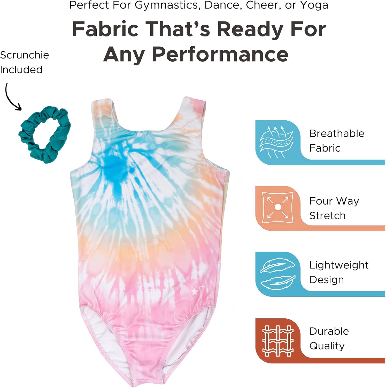 Destira Premium Gymnastic Leotards for Girls, Closed Back Tank Style | Premium Performance Fabric • Matching Scrunchie Included • Made in USA • Comfortable Stretch Fit