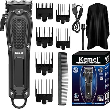 KEMEI Hair Clippers for Men Professional Cordless&Corded Barber Clippers for Hair Cutting & Grooming, Rechargeable Beard Trimmer for Men,KM-1071