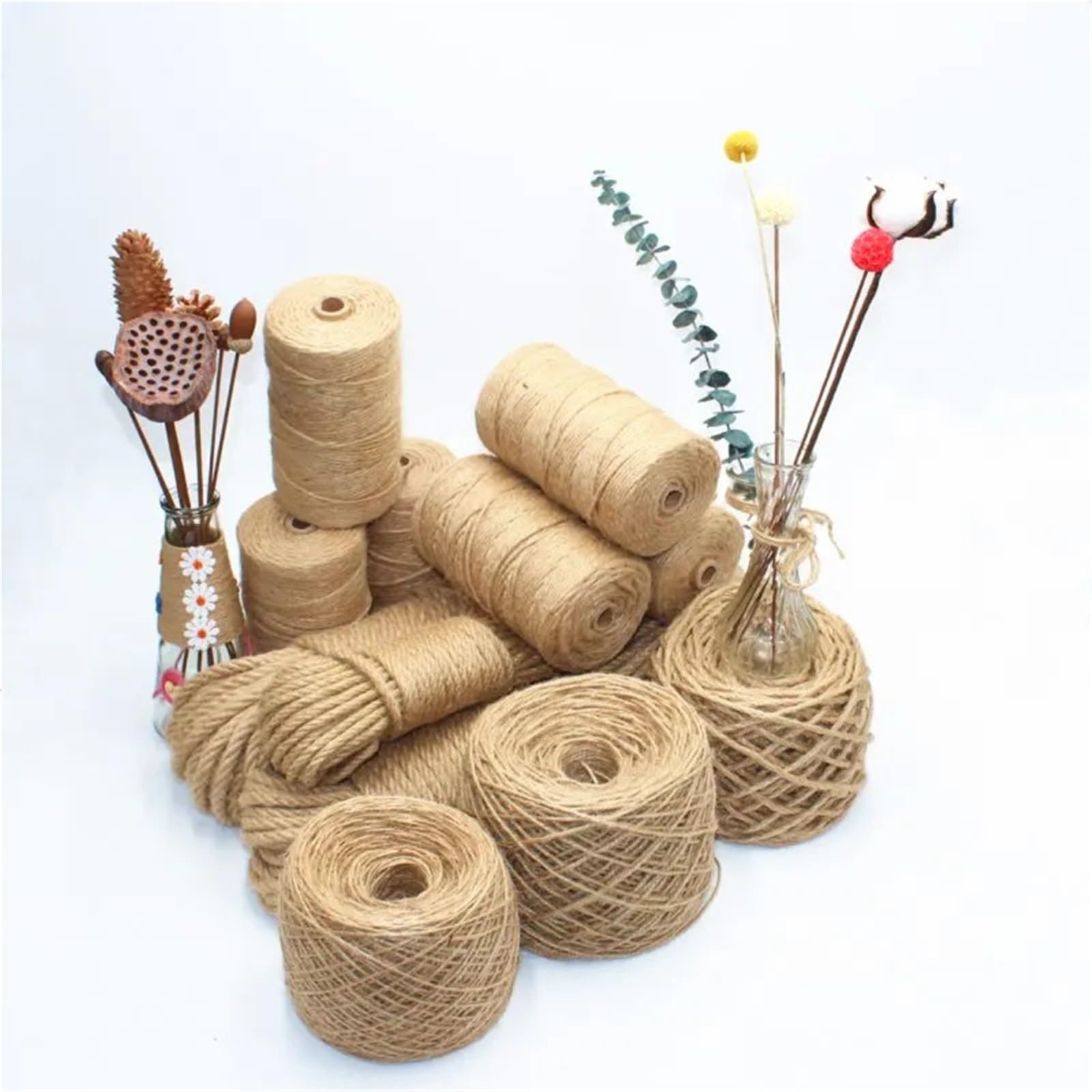 Corda Canapa Naturale 3.0mm Corda di iuta Legatura Filo decorativo fai da te Tessuta a mano Canapa 180 Metri Corde Avvolgimento Gatto Struttura arrampicata
