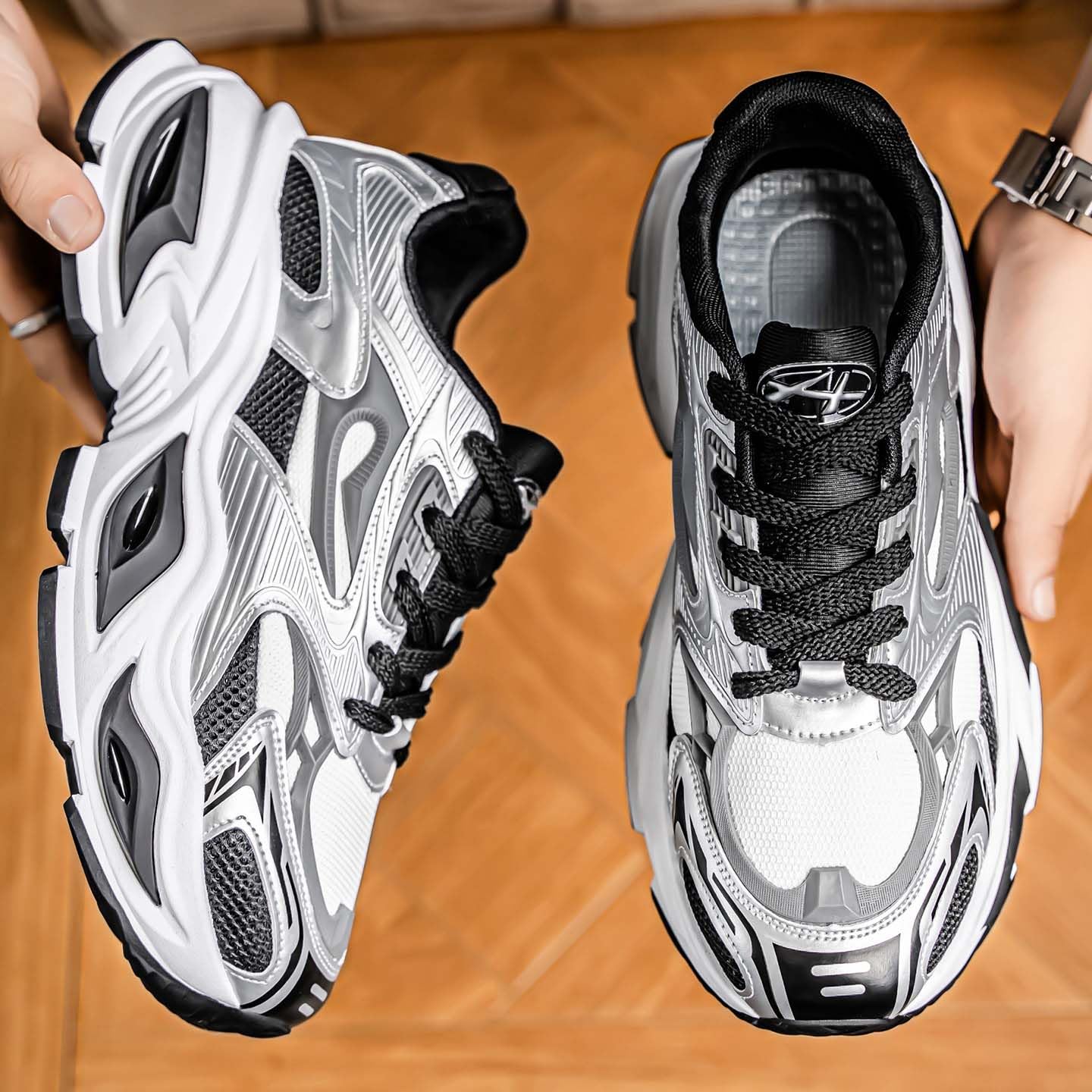 Scarpe da ginnastica da uomo con plateau Y2K Dad, con lacci, in rete, casual, suola spessa 4 cm, antiscivolo, retrò, streetwear, scarpe sportive da uomo