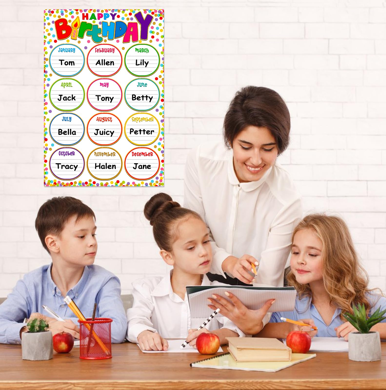 Facraft Birthday Poster For Classroom Confetti Happy Birthday Chart ...